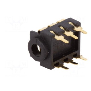 Socket | Jack 3,5mm | female | stereo | ways: 3 | THT | gold-plated