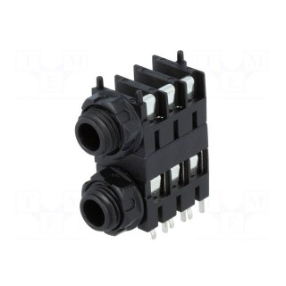 Socket | Jack 6,3mm | female | double,stereo,with hex nut | ways: 3