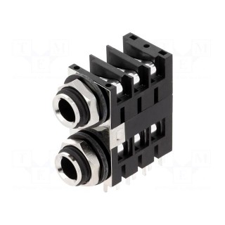 Socket | Jack 6,3mm | female | double,stereo,with triple switch