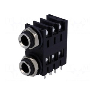Socket | Jack 6,3mm | female | double,stereo,with triple switch