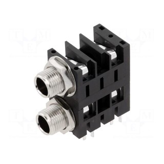 Socket | Jack 6,3mm | female | mono,double,with double switch | THT