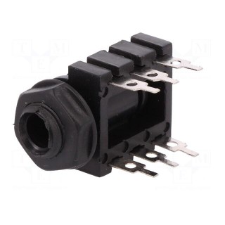 Socket | Jack 6,3mm | female | stereo | high,with on/off switch | THT