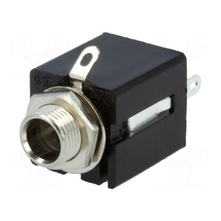 Socket | Jack 6,3mm | female | stereo | ways: 3 | straight | soldering