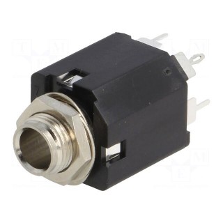 Socket | Jack 6,35mm | female | stereo | with double switch | straight