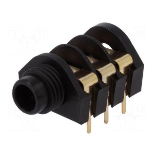Socket | Jack 6,35mm | female | stereo | angled 90° | THT | gold-plated