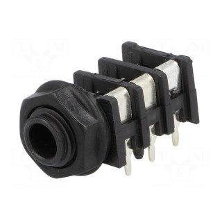 Socket | Jack 6,3mm | female | stereo,with earthing | angled 90°