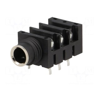 Socket | Jack 6,35mm | female | stereo | without nut | angled 90° | THT