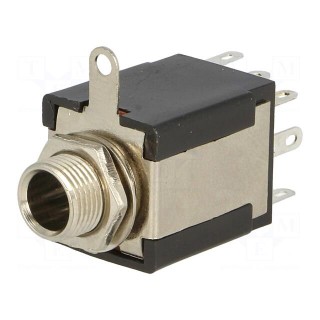 Socket | Jack 6,3mm | stereo,changeover contacts | ways: 3 | straight