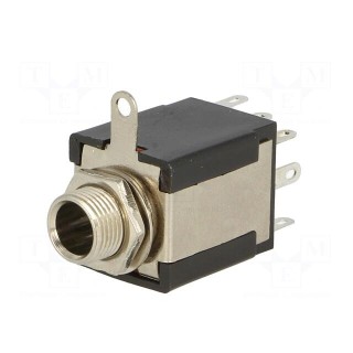 Socket | Jack 6,3mm | stereo | straight | for panel mounting | 10mm