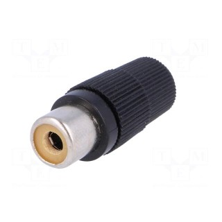 Plug | RCA | female | straight | soldering | black | for cable