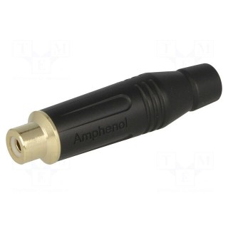 Plug | RCA | female | straight | soldering | black | gold-plated | 3÷7mm