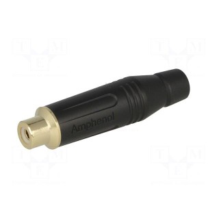 Plug | RCA | female | straight | soldering | black | gold-plated | 3÷7mm