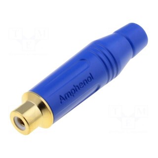 Plug | RCA | female | straight | soldering | blue | gold-plated | 3÷7mm