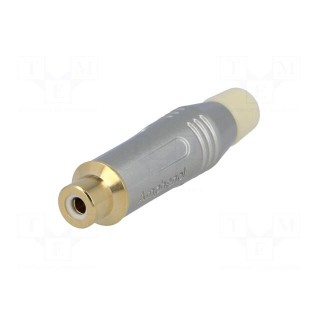 Plug | RCA | female | straight | soldering | grey | gold-plated | 3÷7mm