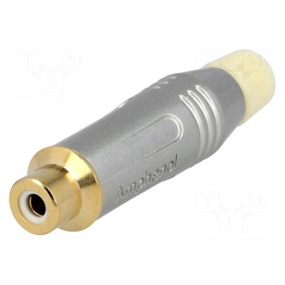 Plug | RCA | female | straight | soldering | grey | gold-plated | 3÷7mm