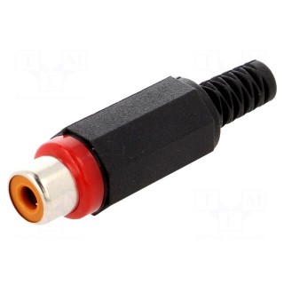 Plug | RCA | female | with strain relief | straight | soldering