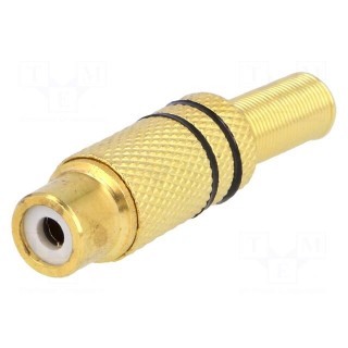Plug | RCA | female | with strain relief | straight | soldering | 5mm