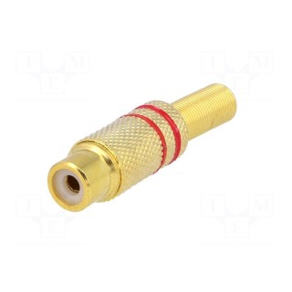 Plug | RCA | female | with strain relief | straight | soldering | 5mm