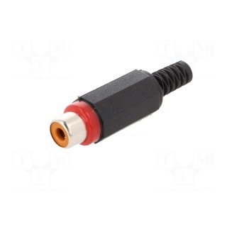 Plug | RCA | female | with strain relief | straight | soldering