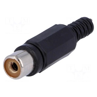 Plug | RCA | female | with strain relief | straight | soldering | black