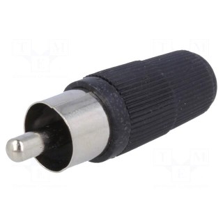 Plug | RCA | male | straight | soldering | black | for cable