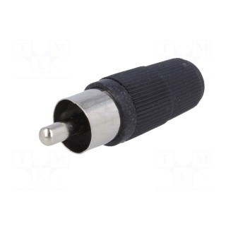 Plug | RCA | male | straight | soldering | black | for cable