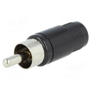 Plug | RCA | male | straight | soldering | black | nickel plated