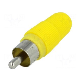 Plug | RCA | male | straight | soldering | yellow | for cable