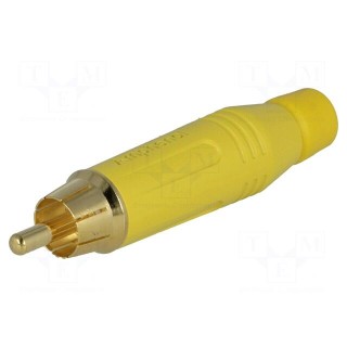 Plug | RCA | male | straight | soldering | yellow | gold-plated | 3÷7mm