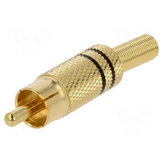 Plug | RCA | male | with strain relief | straight | soldering