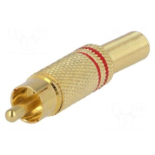 Plug | RCA | male | with strain relief | straight | soldering | 5mm