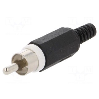 Plug | RCA | male | with strain relief | straight | soldering