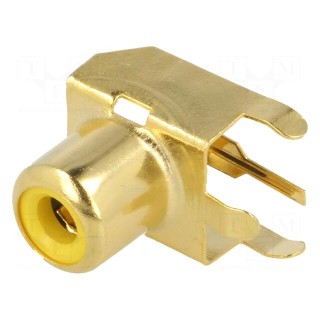 Socket | RCA | female | angled 90° | THT | brass | gold-plated | on PCBs