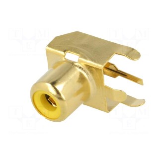 Socket | RCA | female | angled 90° | THT | brass | gold-plated | on PCBs