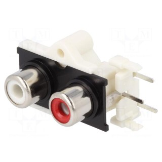 Socket | RCA | female | double | angled 90° | THT | nickel plated