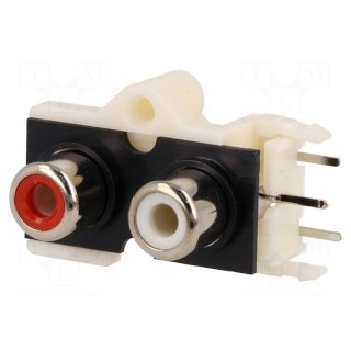 Socket | RCA | female | double deck | angled 90° | THT | No.of sockets: 2