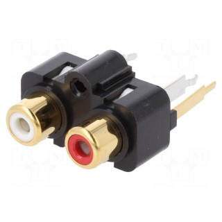Socket | RCA | female | double | straight | THT | gold-plated