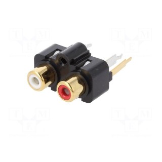 Socket | RCA | female | double | straight | THT | gold-plated