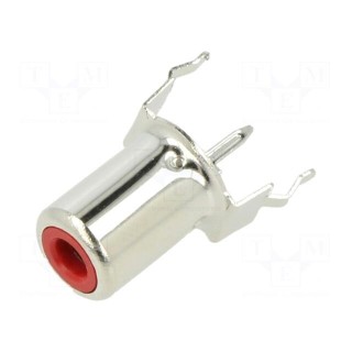 Socket | RCA | female | straight | THT | nickel plated | Marker: red