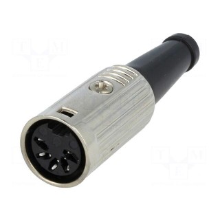 Plug | DIN | female | PIN: 5 | Layout: 180° | straight | for cable | 34V | 2A