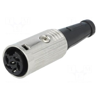 Plug | DIN | female | PIN: 6 | Layout: 240° | straight | for cable | 34V | 2A