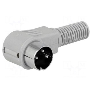 Plug | DIN | male | PIN: 3 | Layout: 180° | angled 90° | for cable