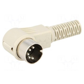Plug | DIN | male | PIN: 5 | Layout: 180° | angled 90° | for cable