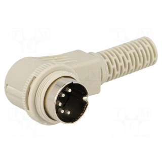 Plug | DIN | male | PIN: 5 | Layout: 180° | angled 90° | for cable
