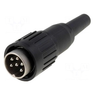 Plug | DIN | male | PIN: 6 | straight | for cable | soldering | 300V | 5A