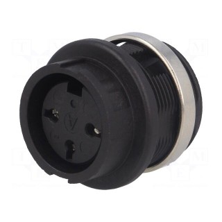 Socket | DIN | female | PIN: 3 | for panel mounting,screwed | soldering