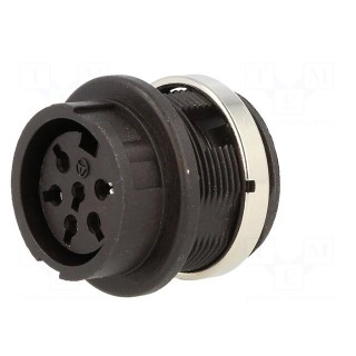 Socket | DIN | female | PIN: 6 | for panel mounting,screwed | soldering