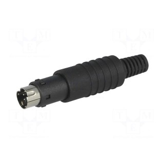Plug | DIN mini | male | PIN: 6 | with strain relief | soldering | 100V