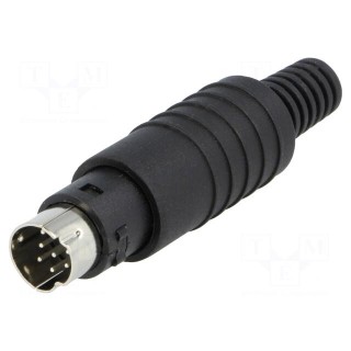 Plug | DIN mini | male | PIN: 8 | with strain relief | soldering | 100V