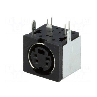 Socket | DIN mini | female | PIN: 4 | shielded | THT | on PCBs | angled 90°
